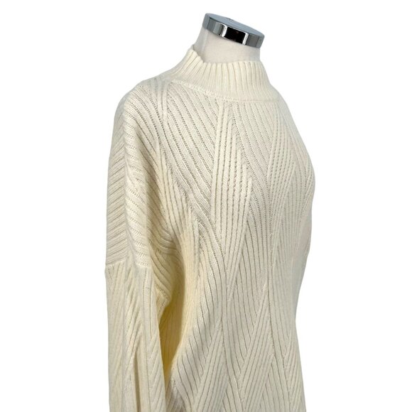 Market & Spruce Shaker Mock Neck Sweater Ivory Cream Size XXL NWT - Picture 5 of 11